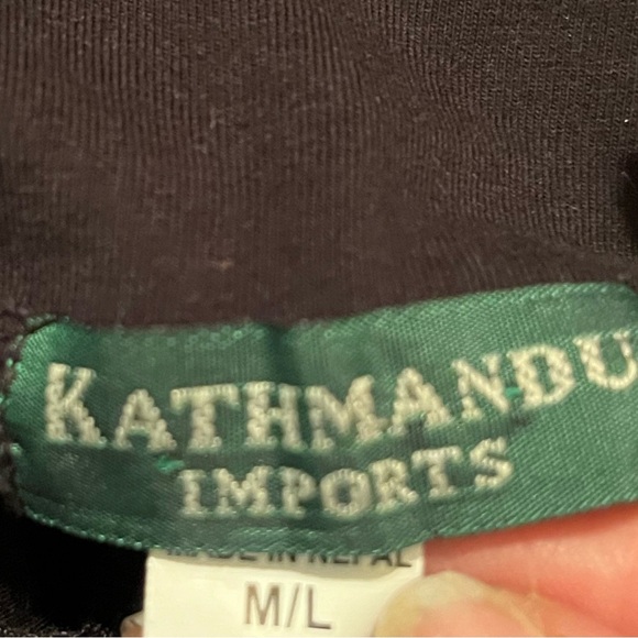 KATHMANDU IMPORTS Boho Flared Smocked Pants Sz Medium/Large Women - Picture 7 of 7